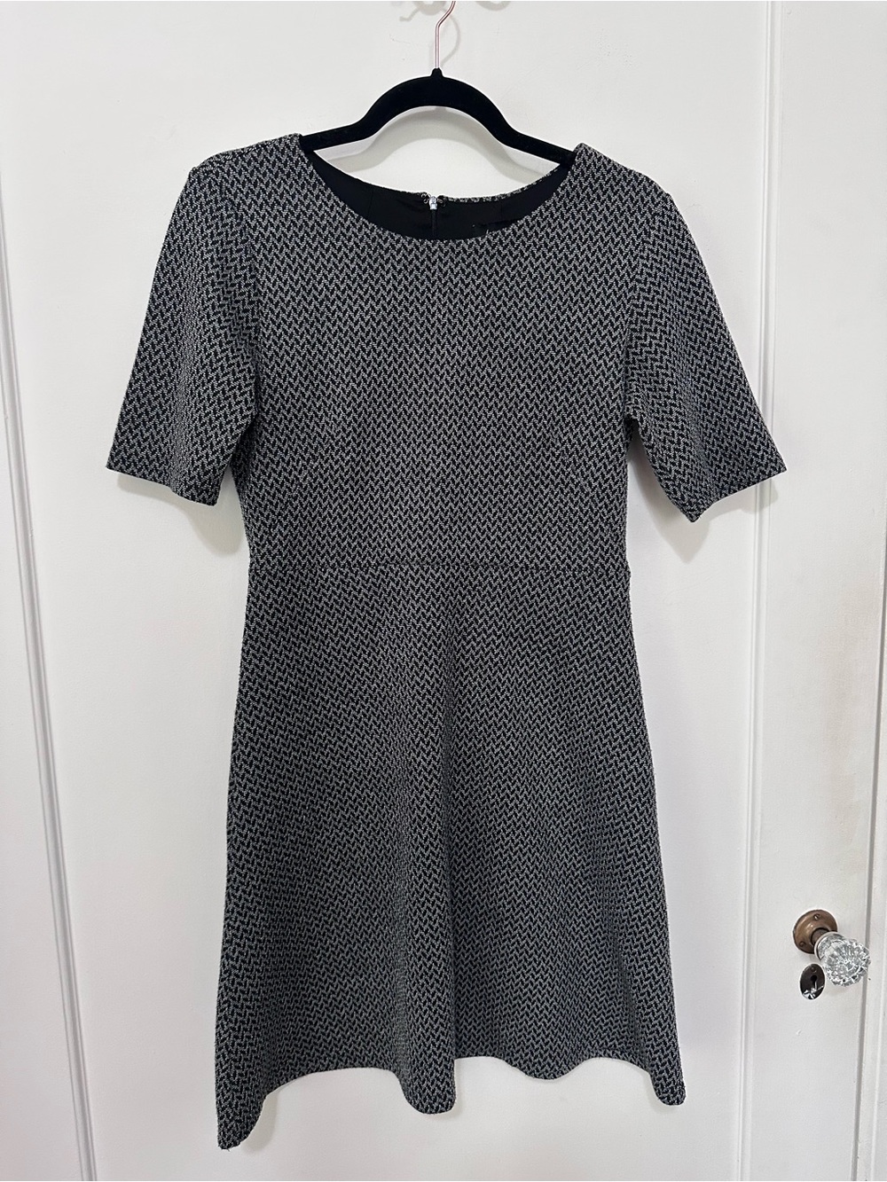 Jasmine & Julians gray/black herringbone work A-line dress - S